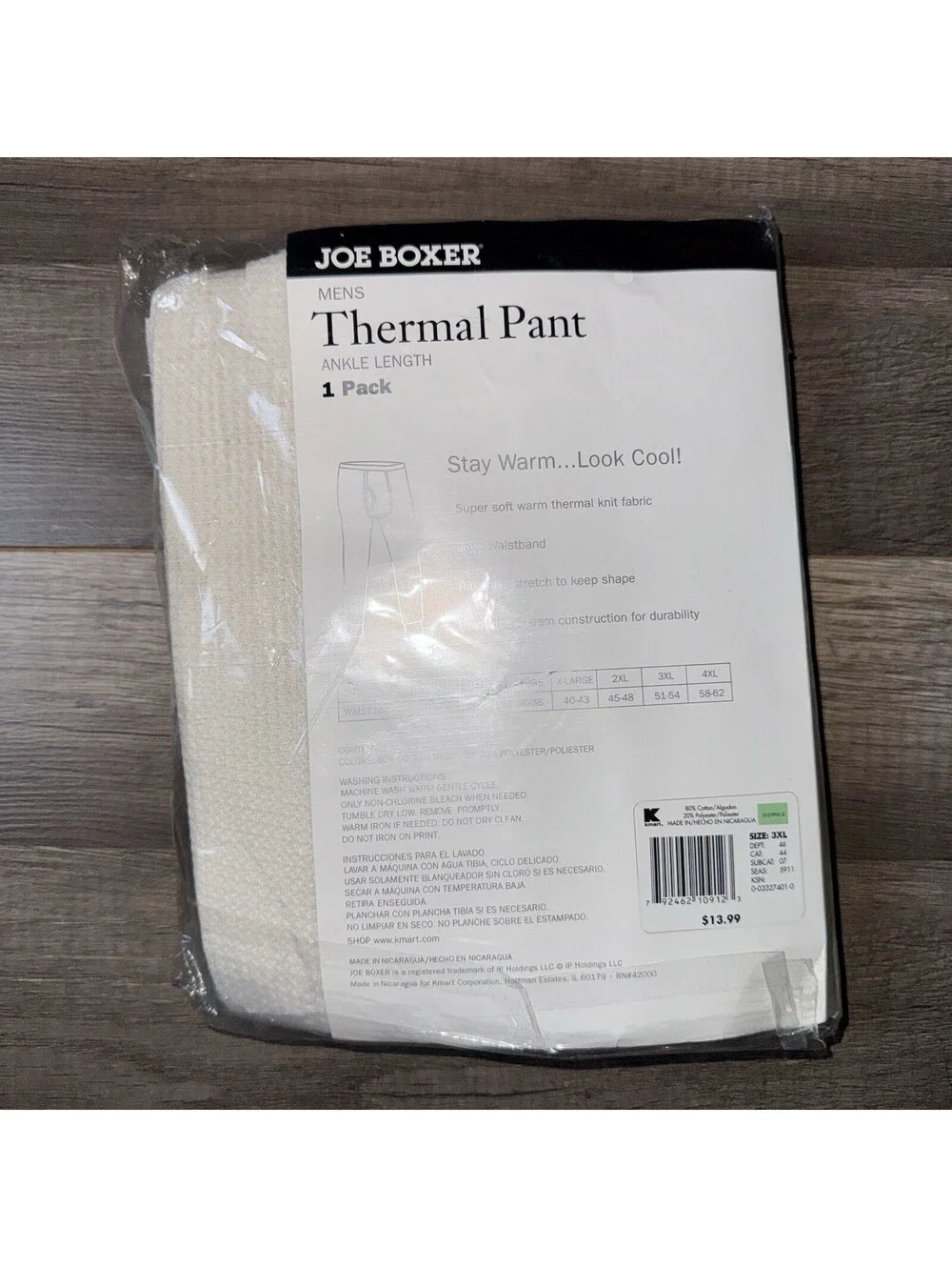 NEW Joe Boxer Men's Ankle Length Thermal Pant Long John Underwear, 3XL